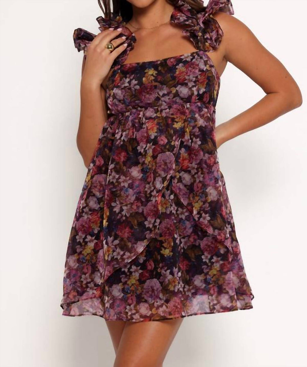 Storia - Organza Floral Ruffle Sleeve Dress