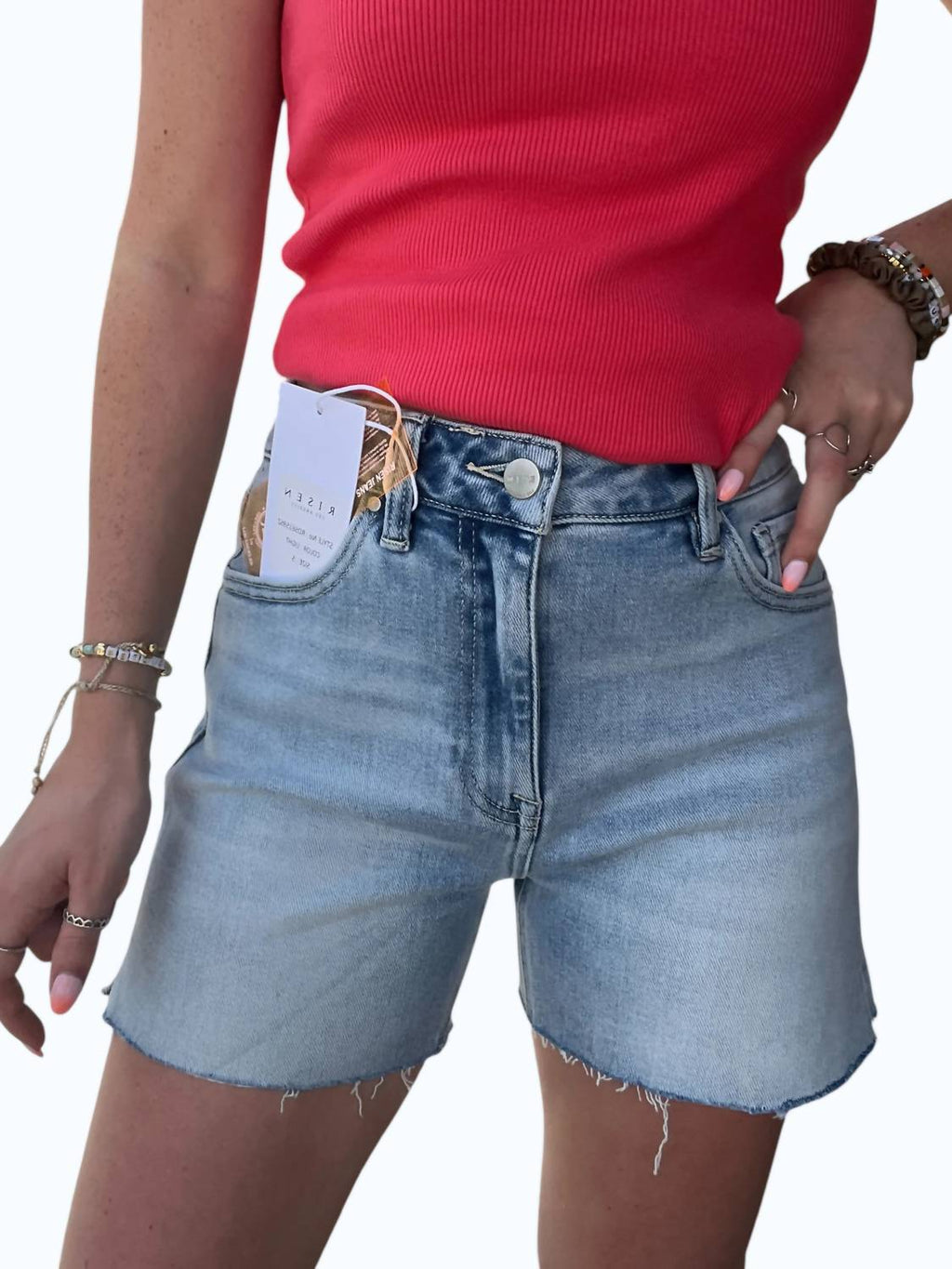 Risen - High Rise Raw Cut Hem Shorts