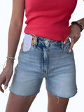 Risen - High Rise Raw Cut Hem Shorts