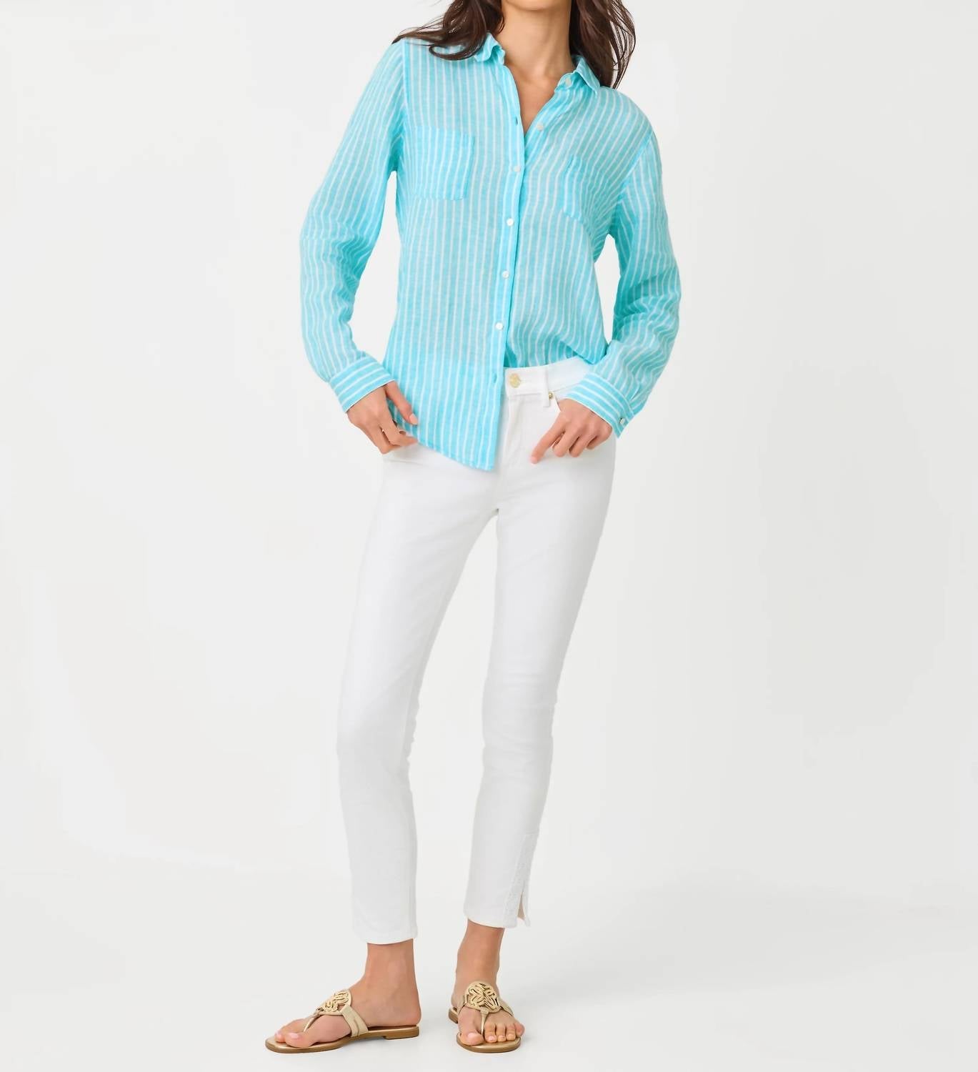 Lilly Pulitzer - Sea View Linen Button Down Shirt