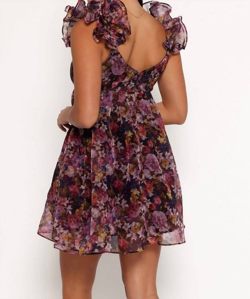 Storia - Organza Floral Ruffle Sleeve Dress