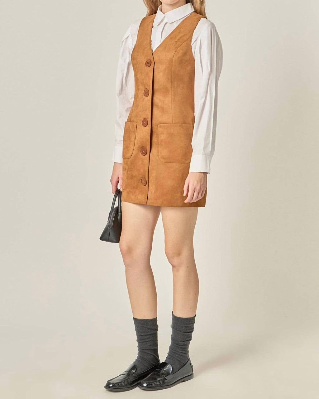English Factory - Faux Suede Vest Dress