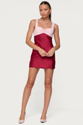 Contrast Satin Effect Mini Dress