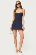 Polka Dot Cupped Chiffon Mini Dress