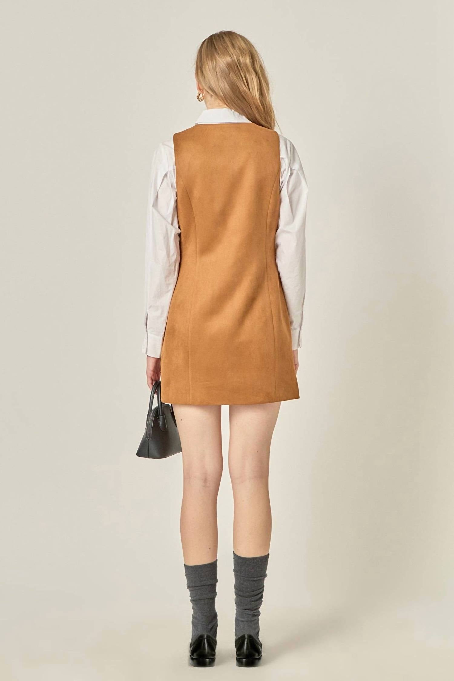 English Factory - Faux Suede Vest Dress