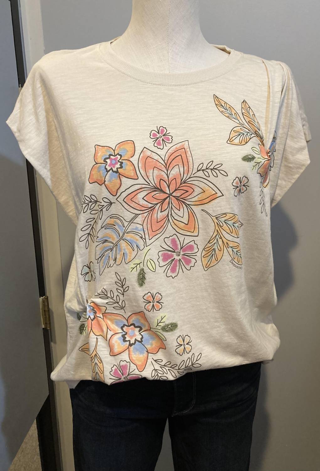 Democracy - Women's Oversized Floral T-Shirt