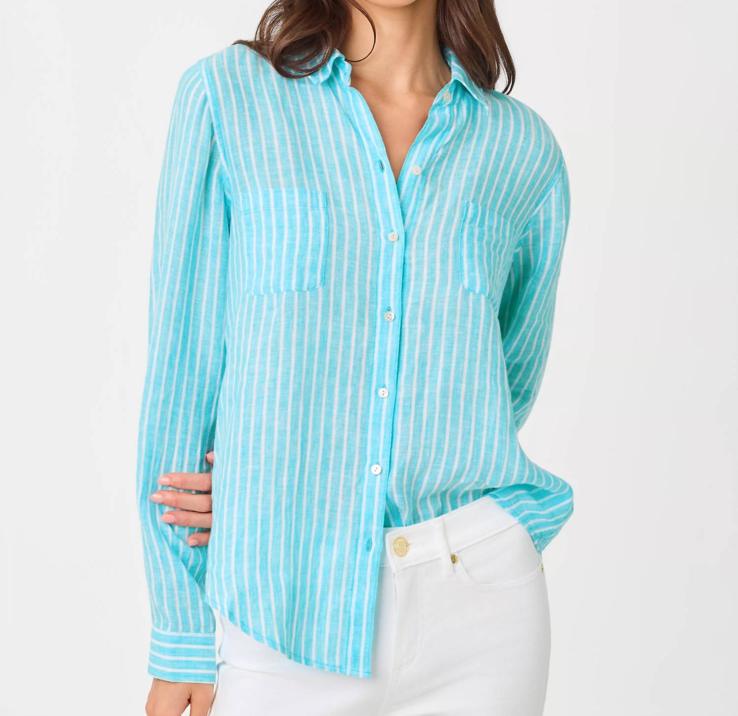 Lilly Pulitzer - Sea View Linen Button Down Shirt