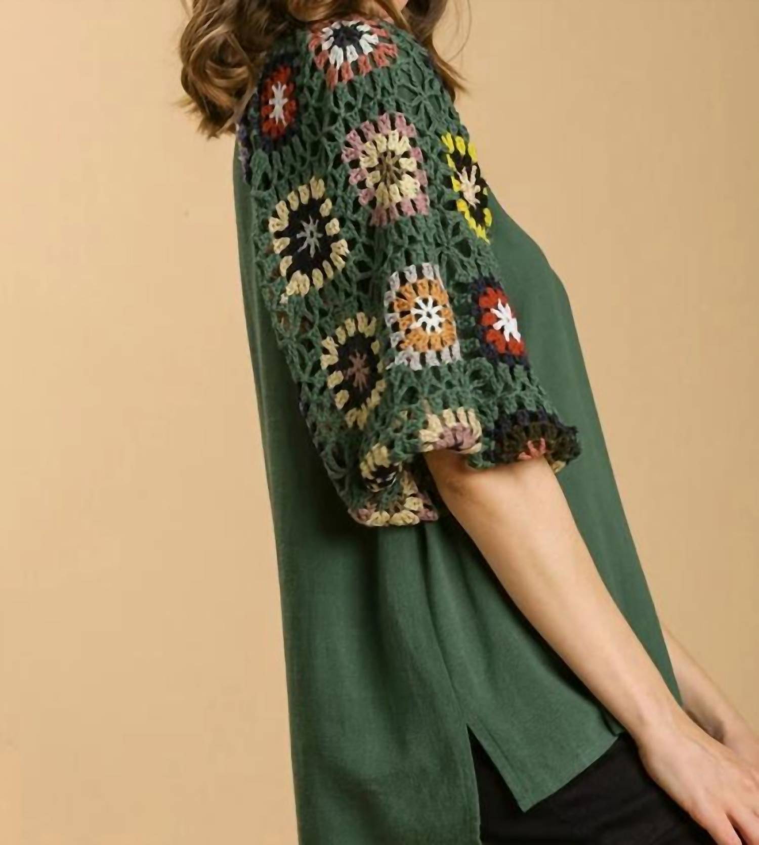 Umgee - Crochet Sleeve Top