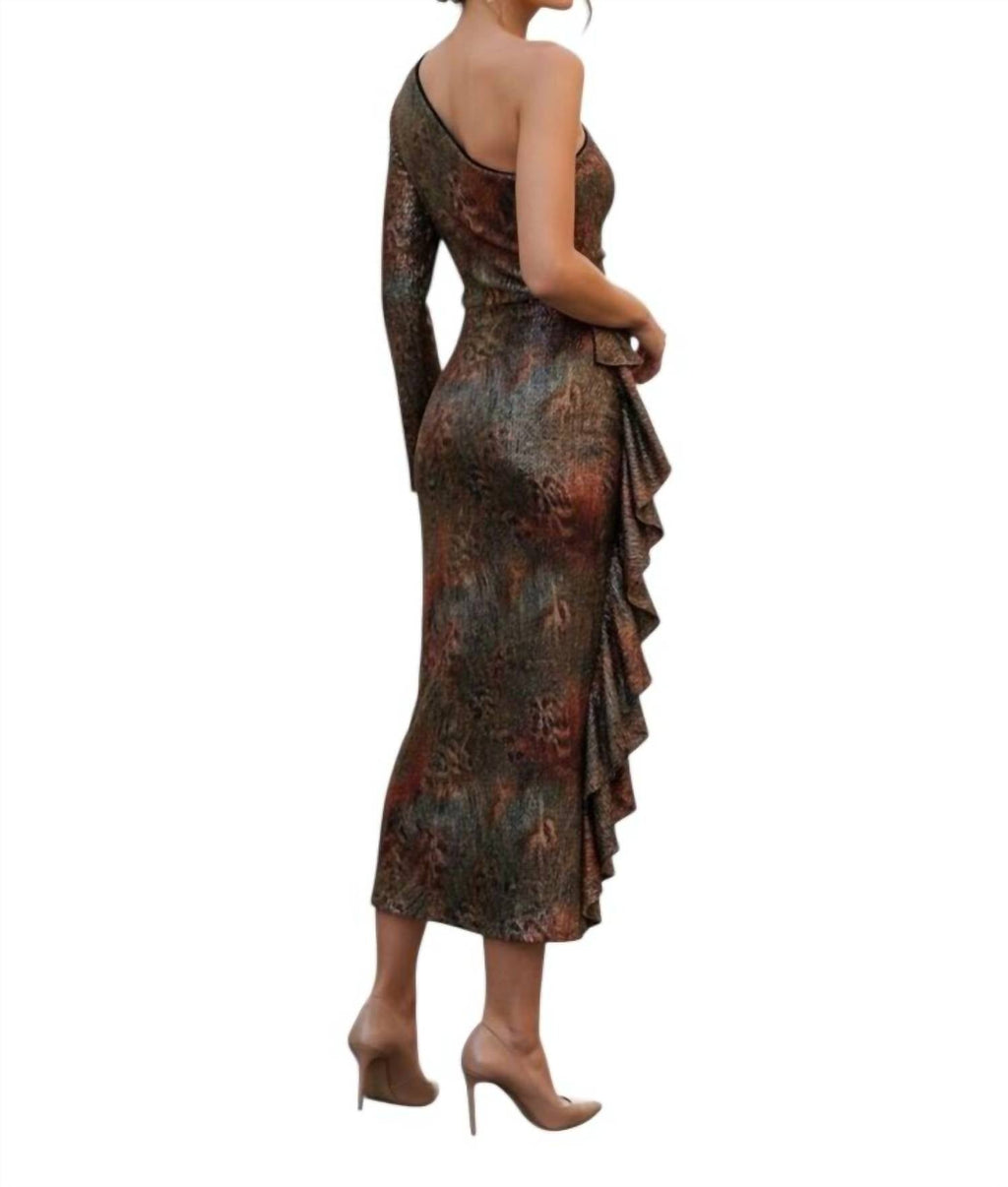 Chiara Boni - Delphi One-shoulder Sequin Ruffle Midi Dress