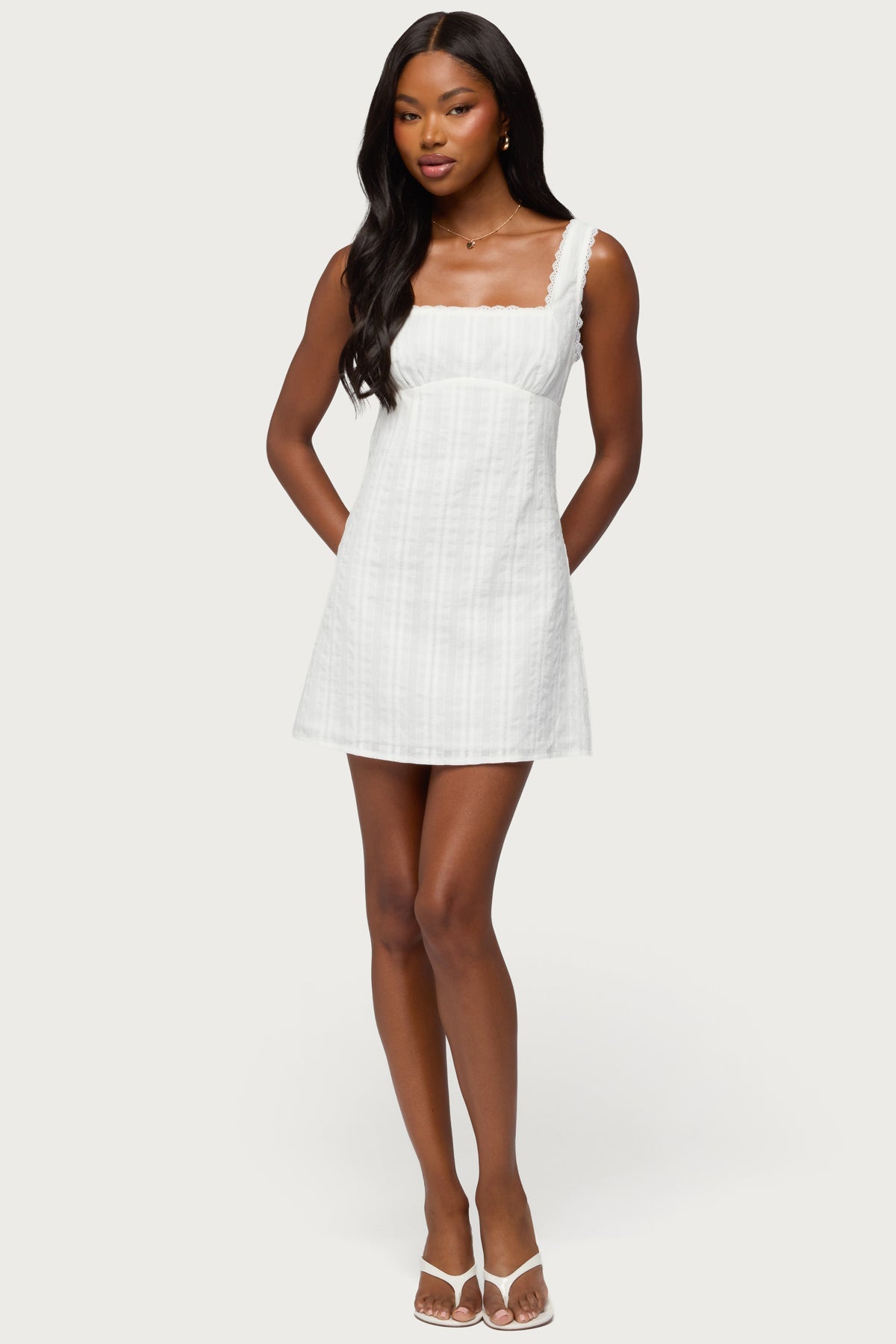 Citrina Lacey Striped Mini Dress